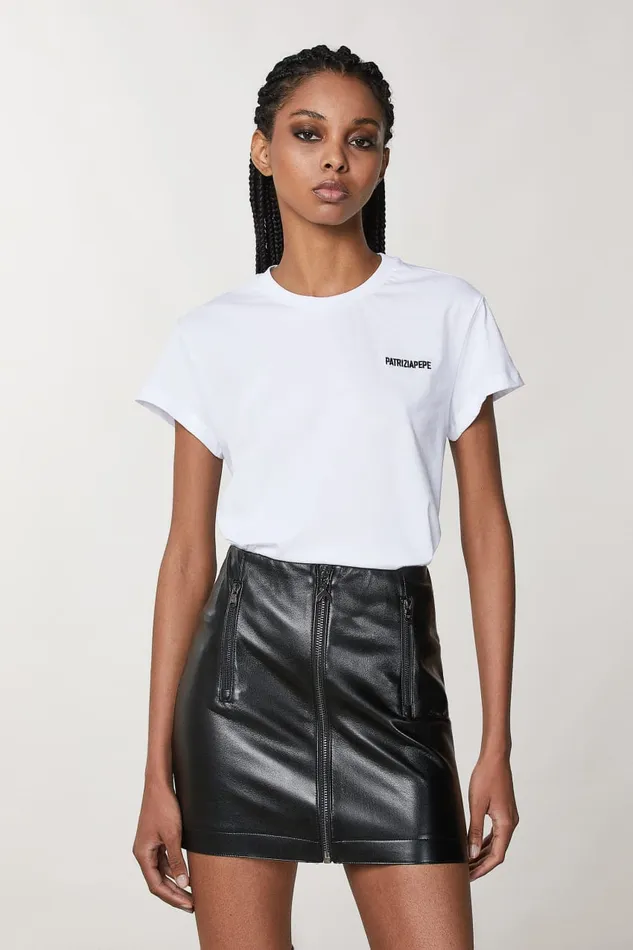Patrizia Pepe White Cotton Tshirt Bianco Ottico Apparel TShirts