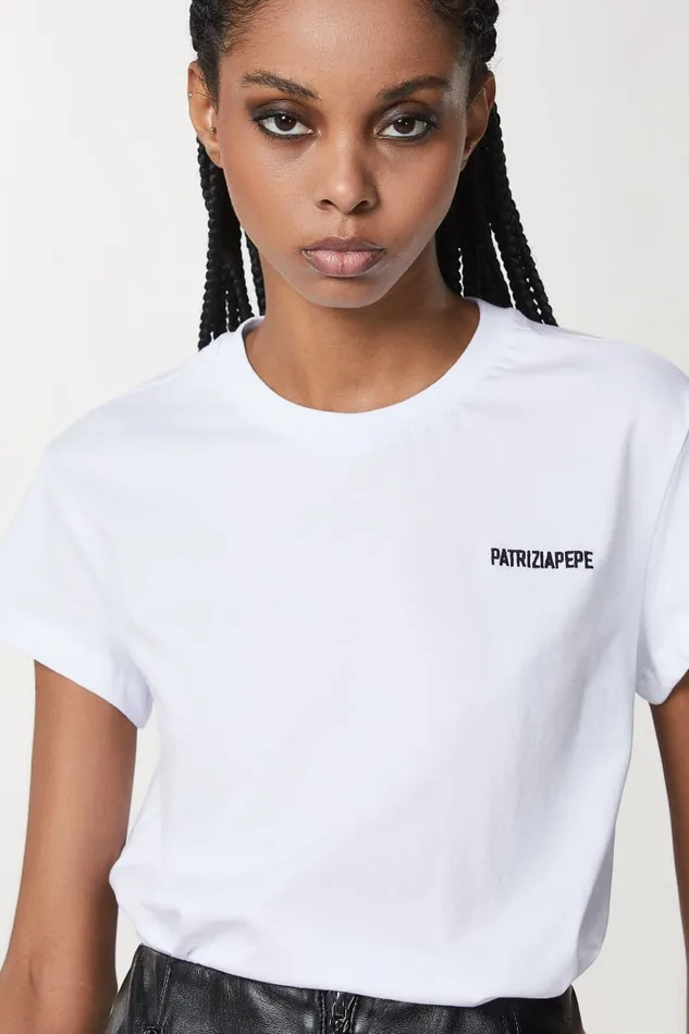 Patrizia Pepe White Cotton Tshirt Bianco Ottico Apparel TShirts