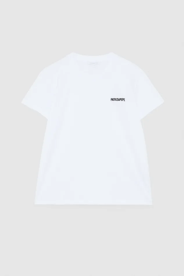Patrizia Pepe White Cotton Tshirt Bianco Ottico Apparel TShirts