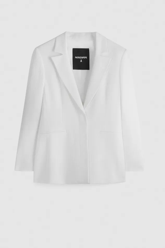 Patrizia Pepe Women039s Viscose Jacket White Bianco Apparel Blazers