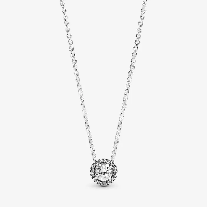 Pendant Necklaces Women Pandora Round Sparkle Halo Necklace Sterling Silver