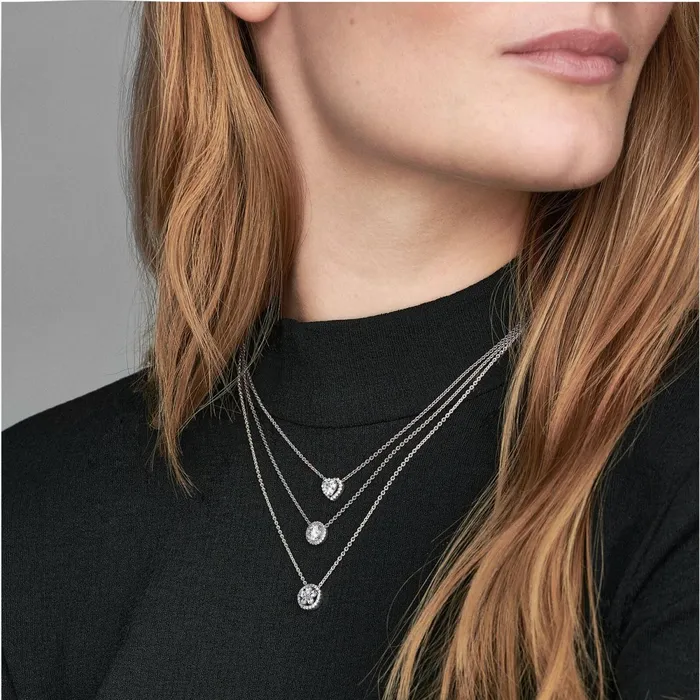 Pendant Necklaces Women Pandora Round Sparkle Halo Necklace Sterling Silver