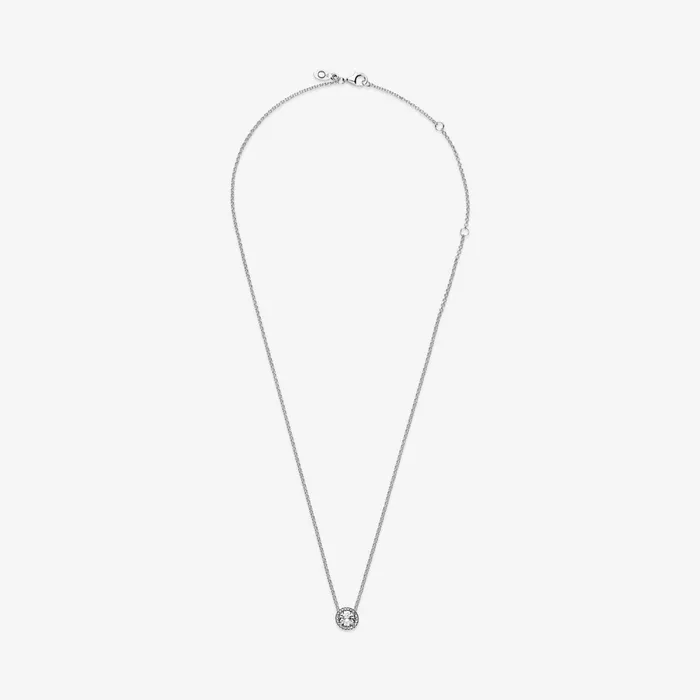 Pendant Necklaces Women Pandora Round Sparkle Halo Necklace Sterling Silver