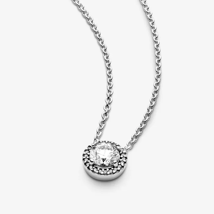Pendant Necklaces Women Pandora Round Sparkle Halo Necklace Sterling Silver