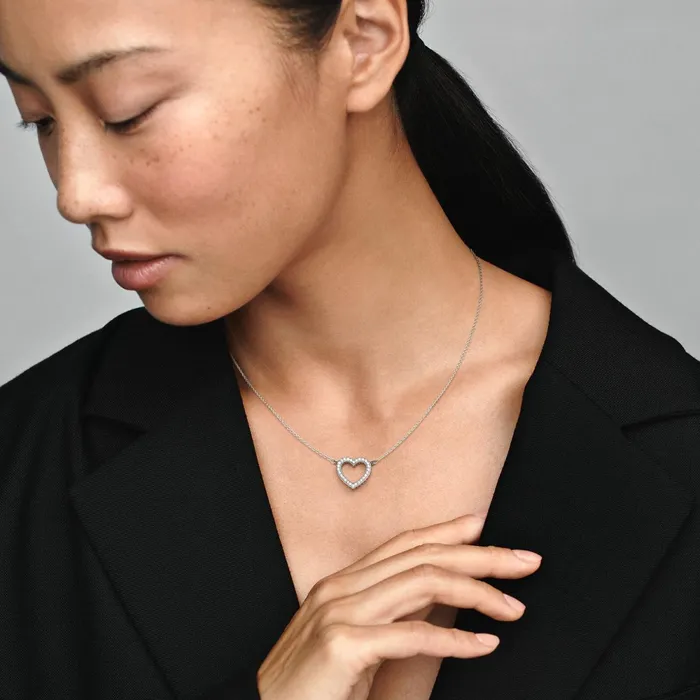 Pendant Necklaces Women Pandora Sparkling Open Heart Necklace