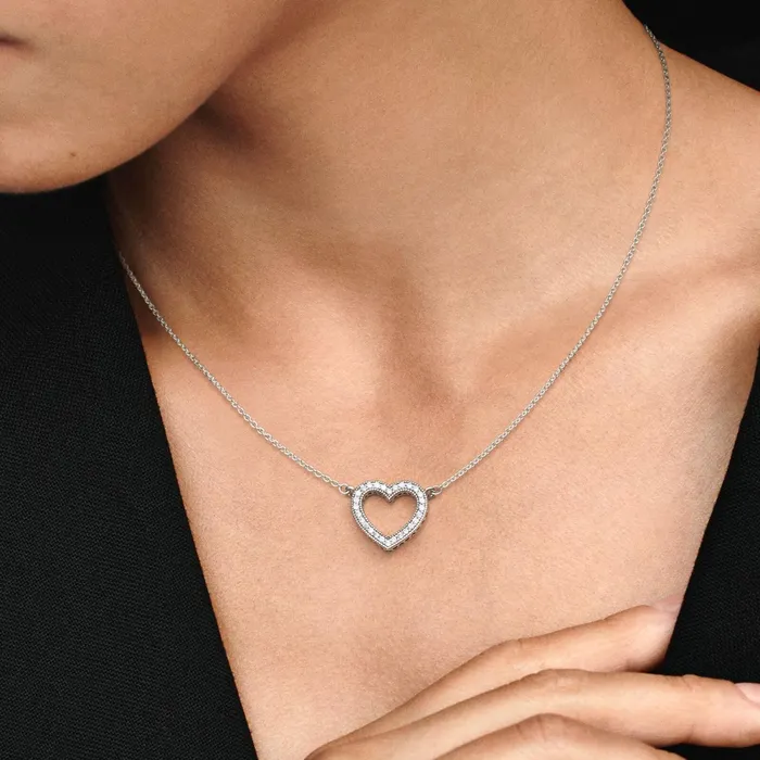 Pendant Necklaces Women Pandora Sparkling Open Heart Necklace