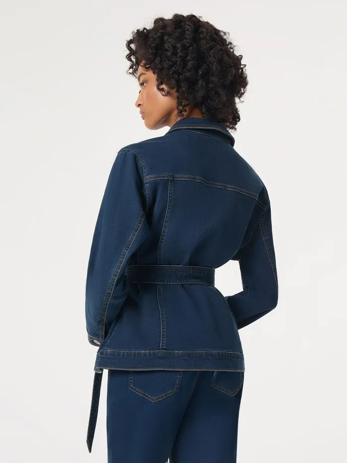 Petite Denim Belted ButtonFront Jacket Women Jones New York Petite Blazers Petite Denim Belted ButtonFront Jacket Women Jones New York Petite Blazers