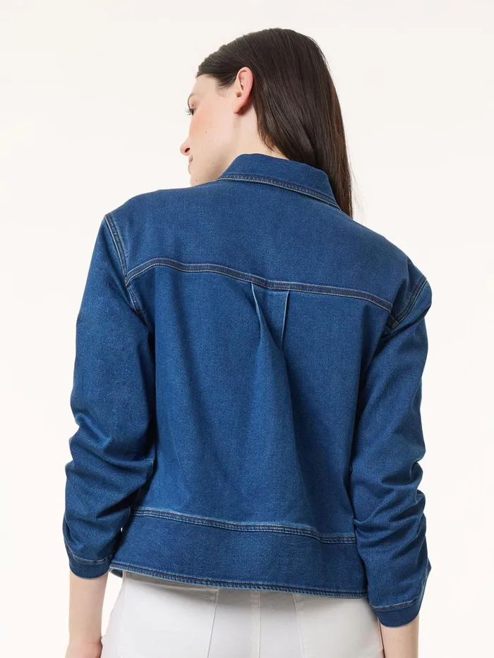 Petite Shirred Sleeve City Denim Jacket Shore Wash Women Jones New York Petite Outerwear Petite Shirred Sleeve City Denim Jacket Shore Wash Women Jones New York Petite Outerwear