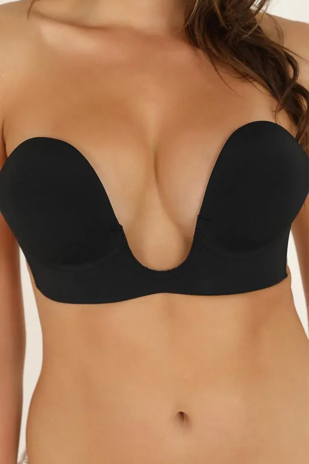 Plunge Stick On Bra In Black Women Showpo Intimates