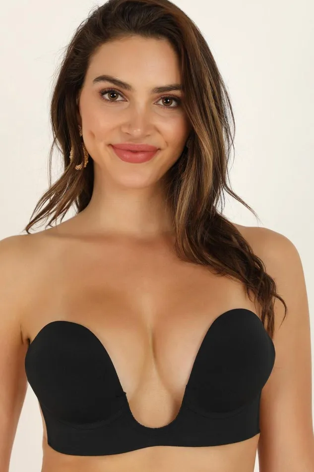 Plunge Stick On Bra In Black Women Showpo Intimates