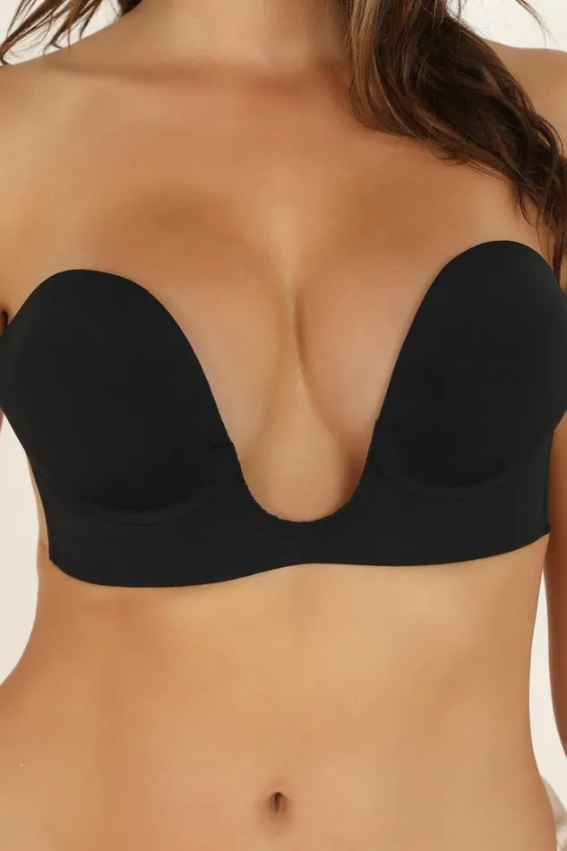 Plunge Stick On Bra In Black Women Showpo Intimates