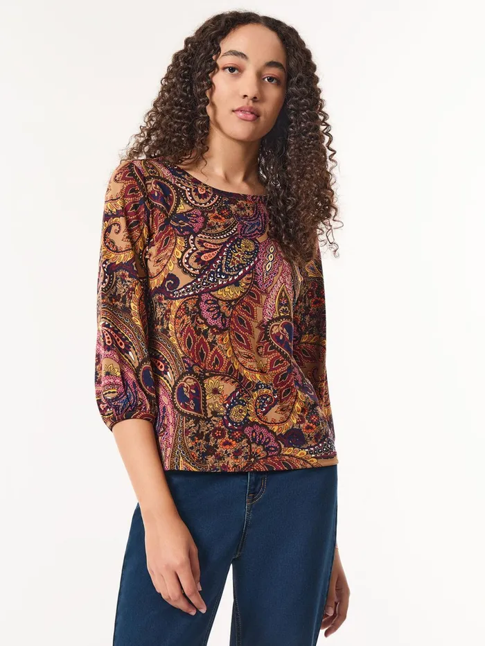 Plus Printed Puff Sleeve Top Moss Crepe Women Jones New York Plus Tops