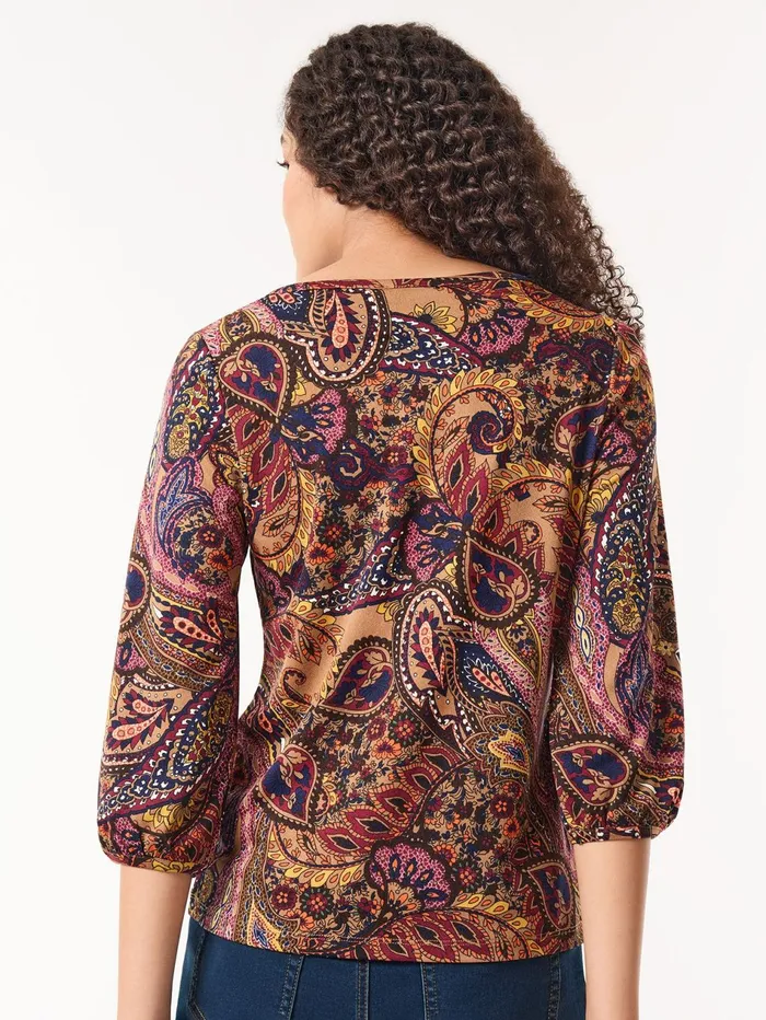 Plus Printed Puff Sleeve Top Moss Crepe Women Jones New York Plus Tops Plus Printed Puff Sleeve Top Moss Crepe Women Jones New York Plus Tops