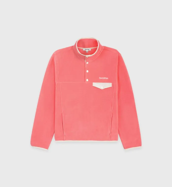 Polar Fleece And Sherpa Women Sporty and Rich Buttoned Polar Sweatshirt 8211 StrawberryCream