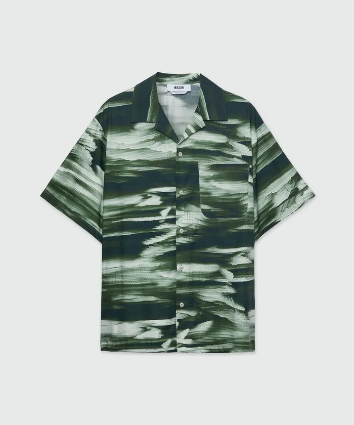 Poplin Bowling Shirt With Collection Grpahics Men MSGM Shirts