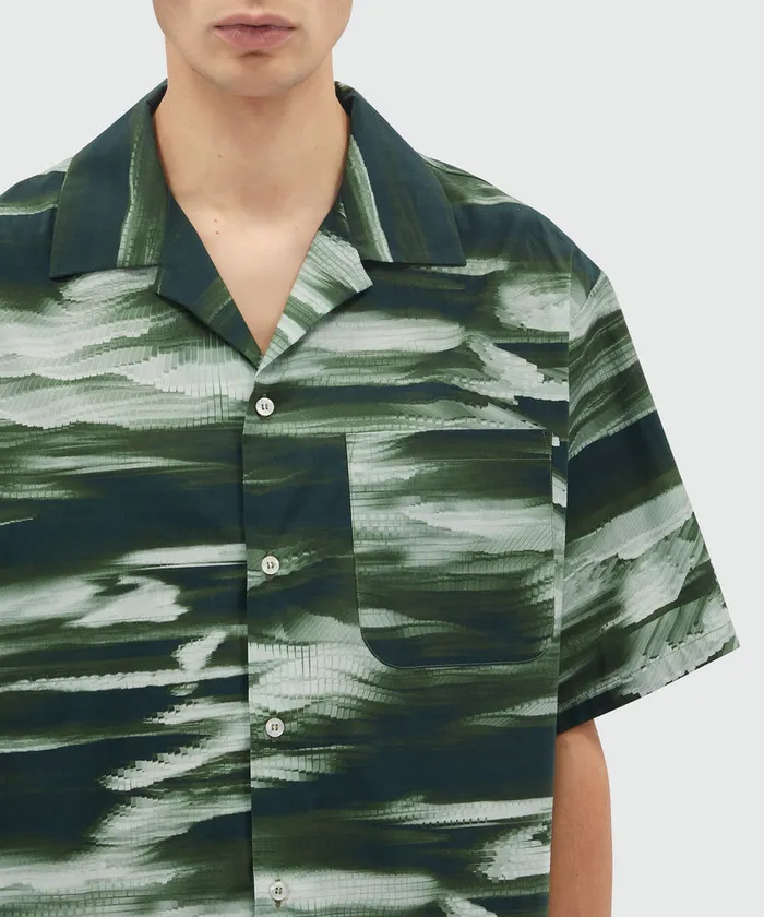 Poplin Bowling Shirt With Collection Grpahics Men MSGM Shirts