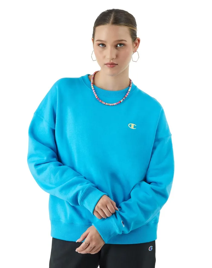 Powerblend Crewneck Sweatshirt C Logo New Palatinate Blue Women Champion Hoodies and Sweatshirts Powerblend Crewneck Sweatshirt C Logo New Palatinate Blue Women Champion Hoodies and Sweatshirts