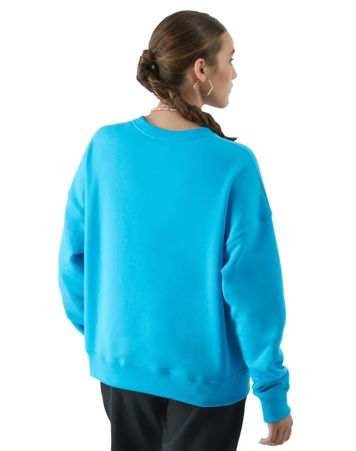Powerblend Crewneck Sweatshirt C Logo New Palatinate Blue Women Champion Hoodies and Sweatshirts