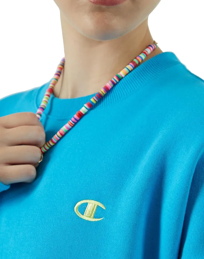 Powerblend Crewneck Sweatshirt C Logo New Palatinate Blue Women Champion Hoodies and Sweatshirts