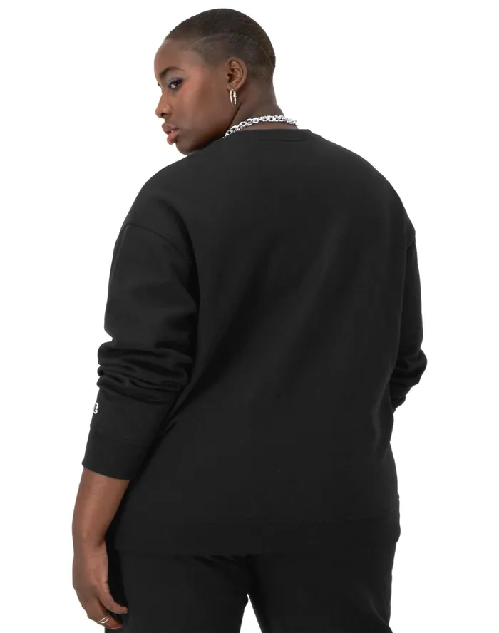 Powerblend Crewneck Sweatshirt Script Logo Plus Size Black Women Champion Hoodies and Sweatshirts