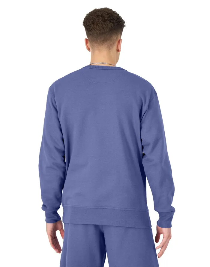 Powerblend Crewneck Sweatshirt Winged Foot Patch Logo Stone Crush Blue Men Champion Hoodies and Sweatshirts