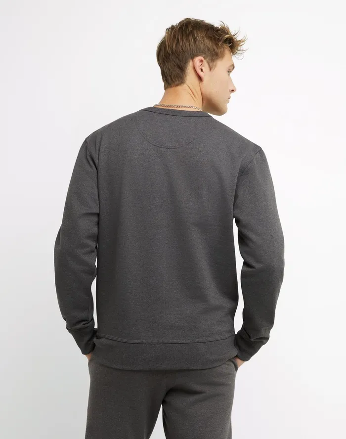 Powerblend Fleece Crew C Logo Granite Heather Men Champion Hoodies and Sweatshirts