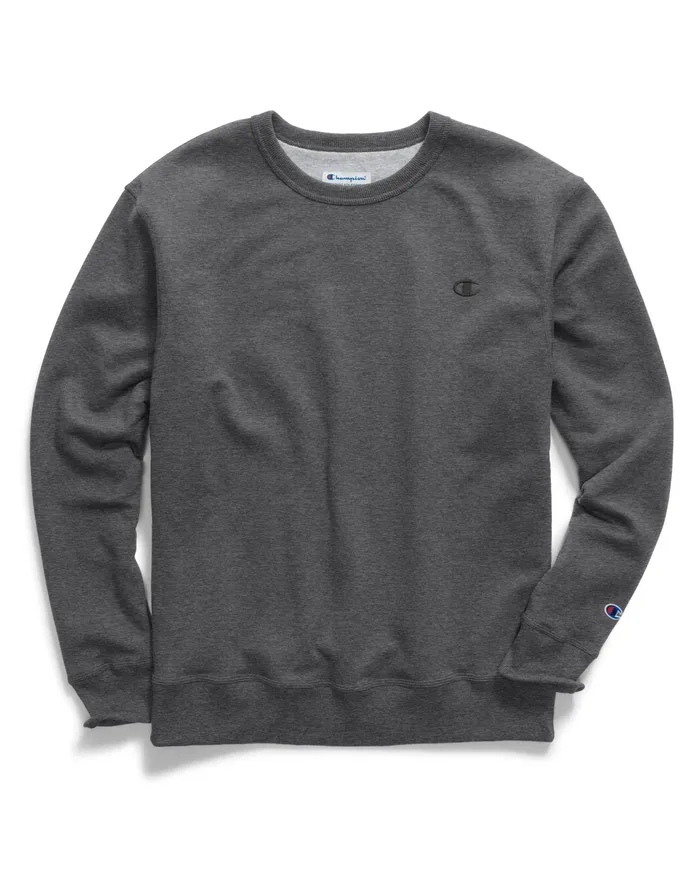 Powerblend Fleece Crew C Logo Granite Heather Men Champion Hoodies and Sweatshirts