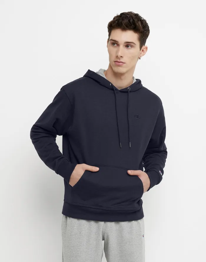 Powerblend Hoodie C Logo Navy Men Champion Hoodies and Sweatshirts
