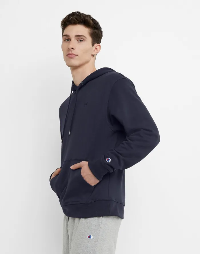 Powerblend Hoodie C Logo Navy Men Champion Hoodies and Sweatshirts
