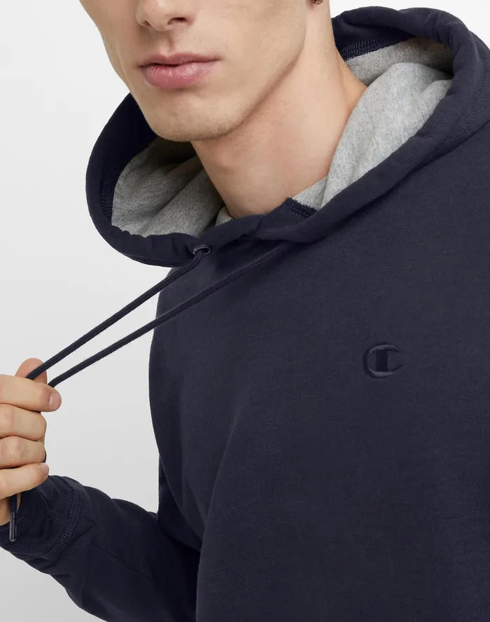 Powerblend Hoodie C Logo Navy Men Champion Hoodies and Sweatshirts