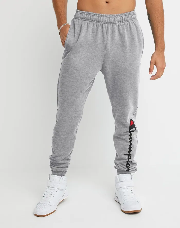 Powerblend Joggers Script Logo 31034 Oxford Grey Men Champion Pants and Joggers