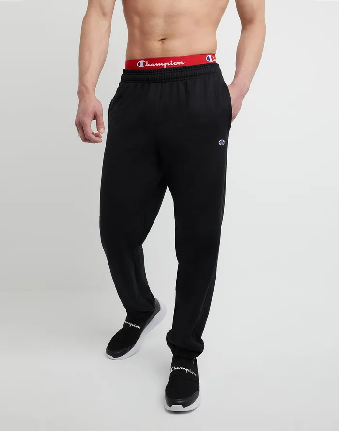 Powerblend Sweatpants Relaxed Hem C Logo 32034 Black Men Champion Pants and Joggers