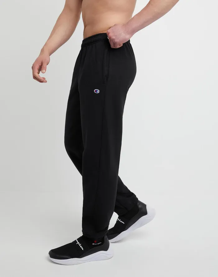 Powerblend Sweatpants Relaxed Hem C Logo 32034 Black Men Champion Pants and Joggers