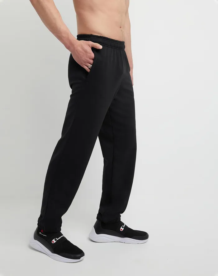 Powerblend Sweatpants Relaxed Hem C Logo 32034 Black Men Champion Pants and Joggers