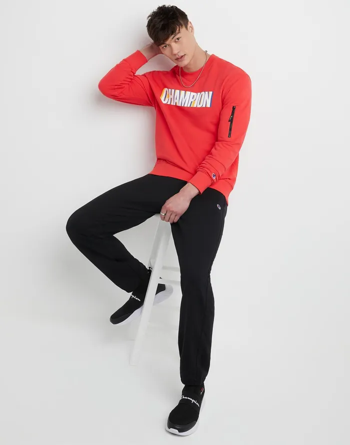 Powerblend Sweatpants Relaxed Hem C Logo 32034 Black Men Champion Pants and Joggers