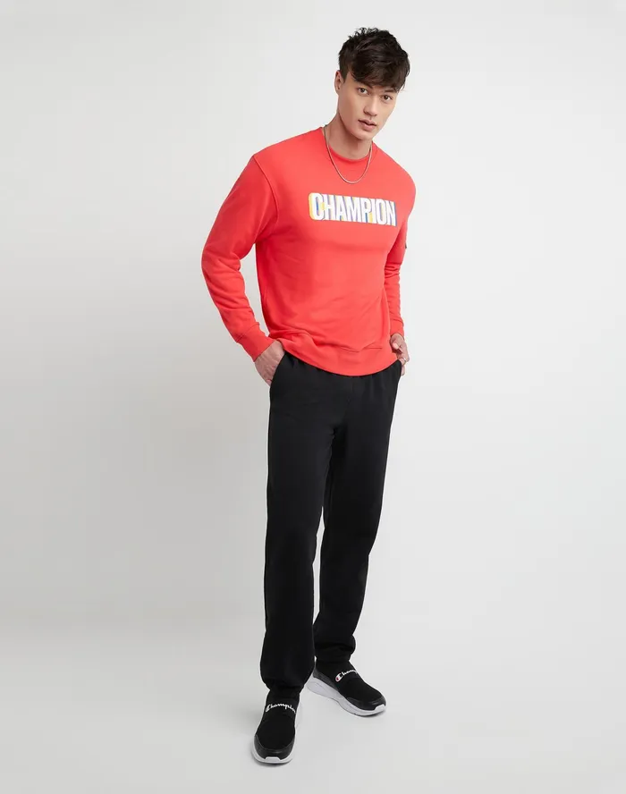 Powerblend Sweatpants Relaxed Hem C Logo 32034 Black Men Champion Pants and Joggers