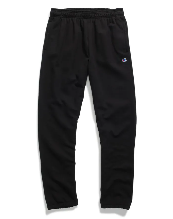 Powerblend Sweatpants Relaxed Hem C Logo 32034 Black Men Champion Pants and Joggers