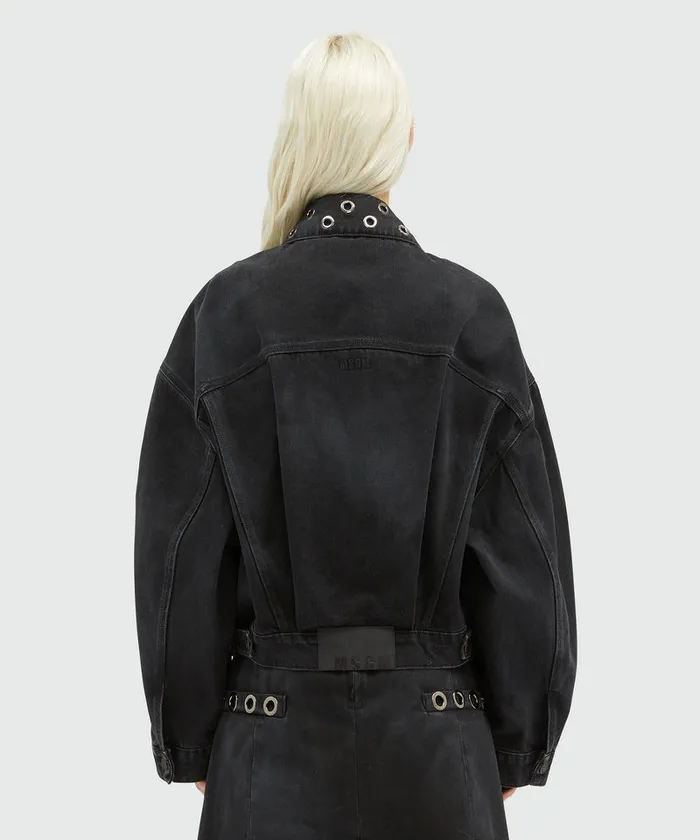 PreWashed Effect Denim Jacket With Studs Women MSGM Jackets And Coats