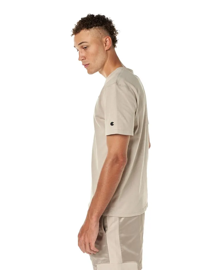 Premium Heavyweight TShirt Double Pennant Graphic Arctic Cold Beige Men Champion TShirts and Tops