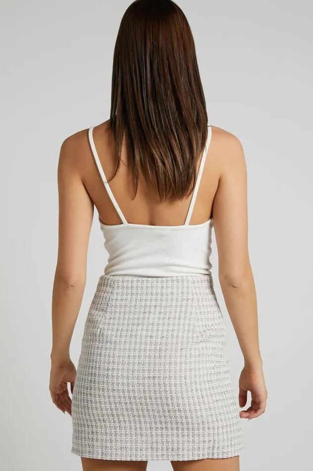 Prescy Mini Skirt 8211 Bouncle Double Pocket Front Tweed Skirt In Sand Women Showpo Curve Clothes