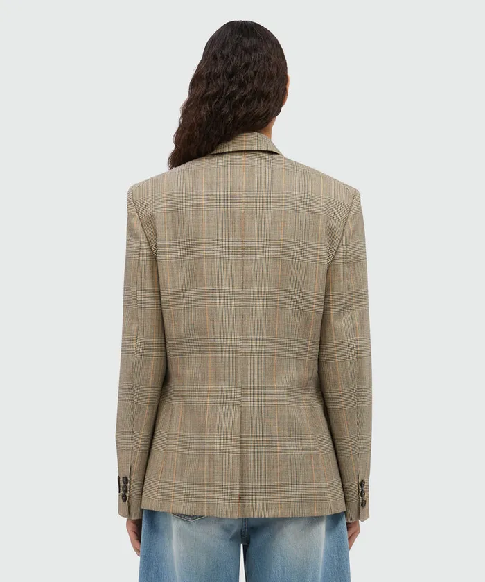 Prince Of Wales Wool Jacket With Yellow Zip Women MSGM Blazers