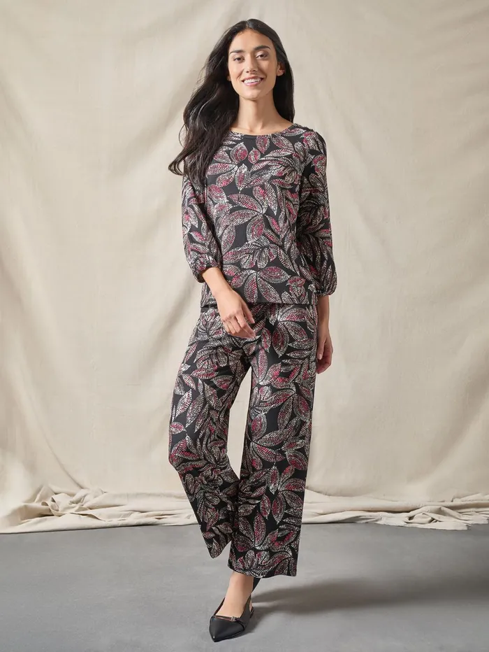 Print PullOn Crop Wide Leg Pants Moss Crepe Women Jones New York Pants and Skirts Print PullOn Crop Wide Leg Pants Moss Crepe Women Jones New York Pants and Skirts