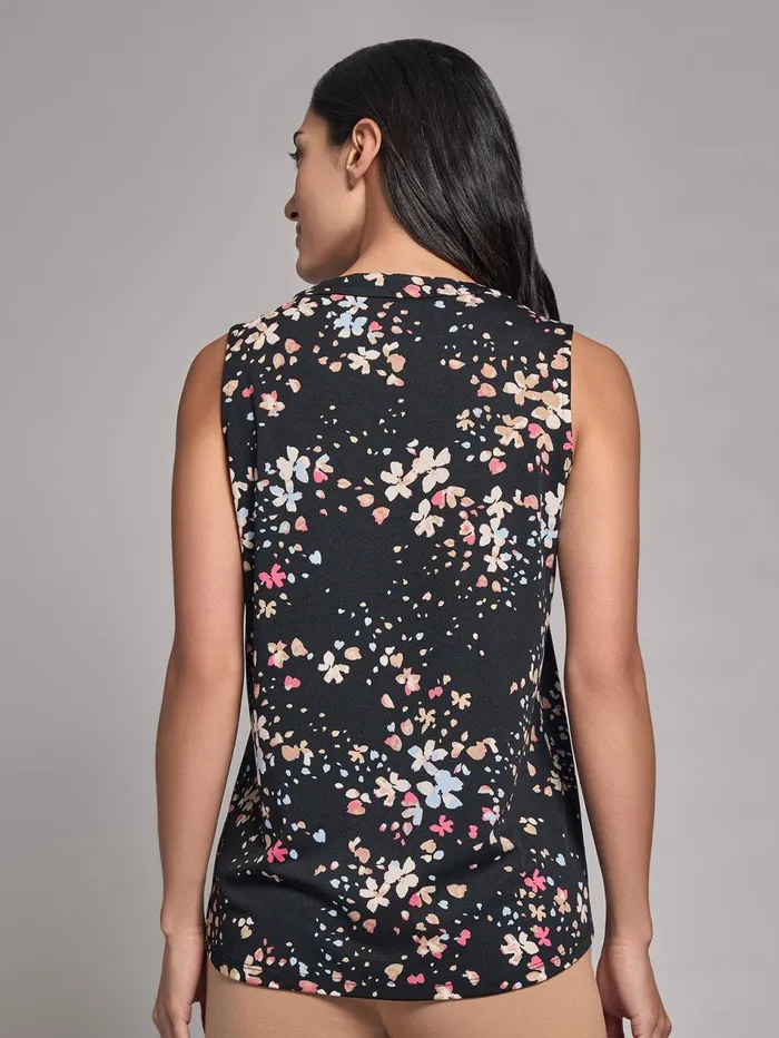 Printed Sleeveless VNeck Top Moss Crepe Women Jones New York Tops and Blouses Printed Sleeveless VNeck Top Moss Crepe Women Jones New York Tops and Blouses