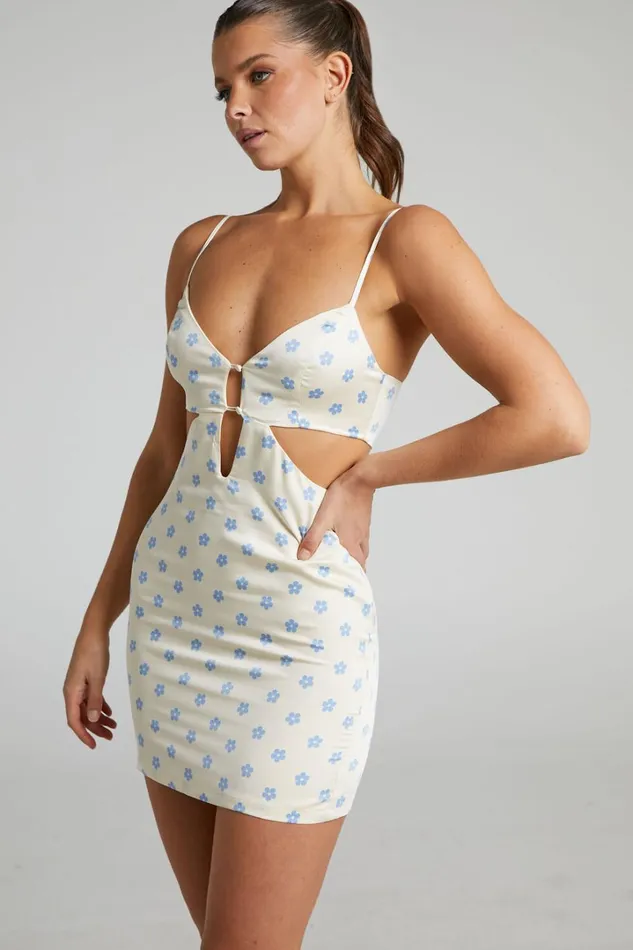 Priya Mini Dress 8211 Cut Out Dress In Cream Women Showpo Dresses