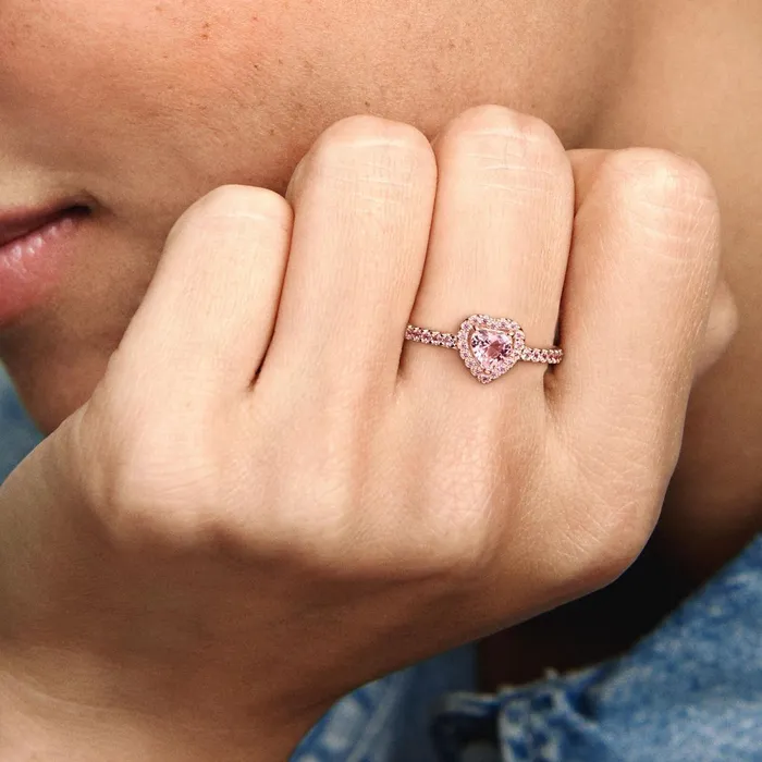 Promise Rings Women Pandora Sparkling Elevated Heart Ring Pink