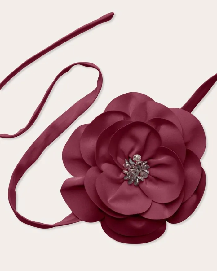 Ramy Brook Belts Women Rose Convertible Belt Necklace Cabernet