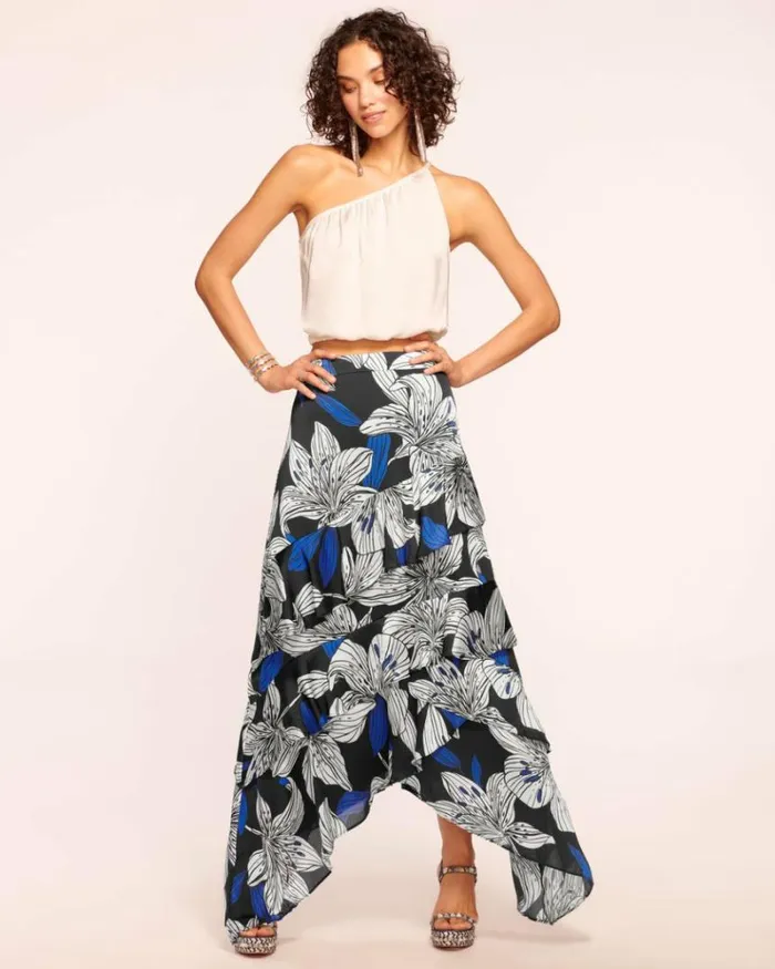 Ramy Brook Bottoms Women Elina Tiered Maxi Skirt Black Lily