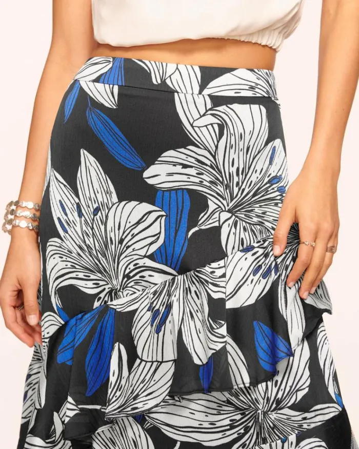 Ramy Brook Bottoms Women Elina Tiered Maxi Skirt Black Lily