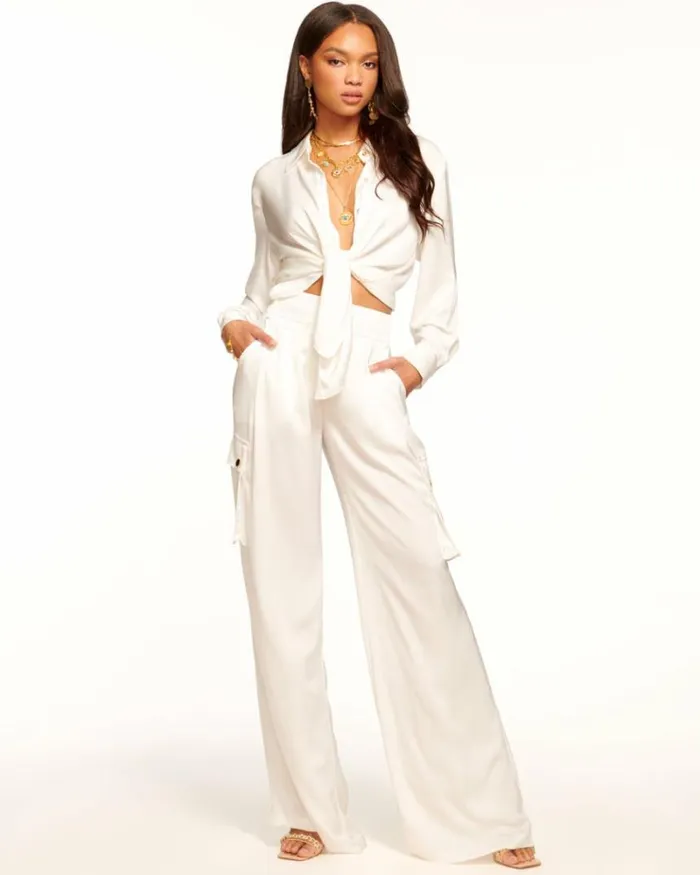 Ramy Brook Bottoms Women Rumer Wide Leg Cargo Pant Ivory