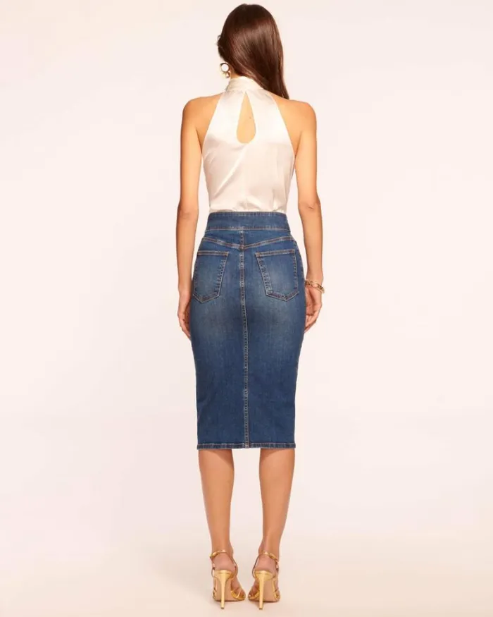 Ramy Brook Denim Women Karter High Waisted Denim Skirt Medium Wash